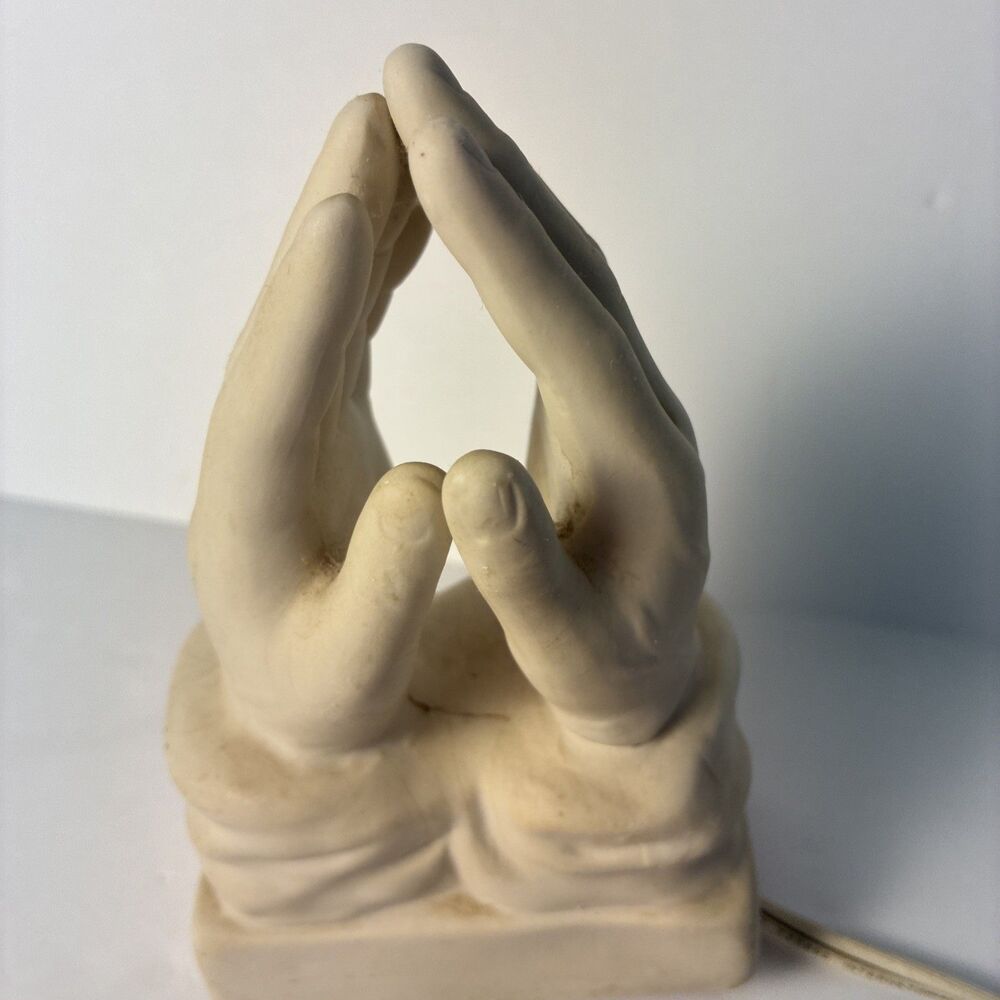 Enesco White Ceramic Praying Hands On Base Made In Japan Vintage Religious